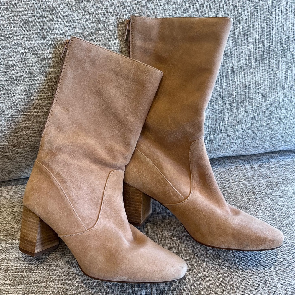Matisse Tan Heeled Boots Suede Minimalist Design